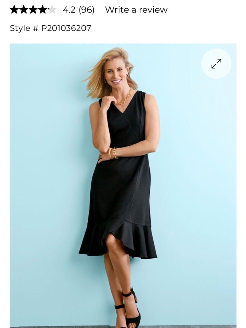 Talbots Black Sleeveless V-Neck Midi Dress with Ruffle Hem - Picture 8 of 8